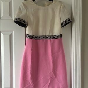 Chic Pink and Cream Dress with Chain Detail
